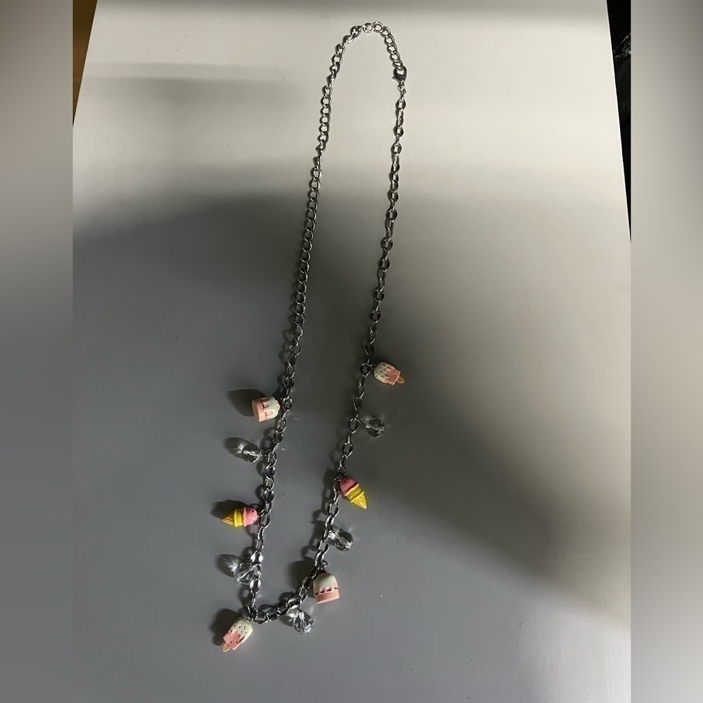 Silver Ice Cream & Cake Necklace